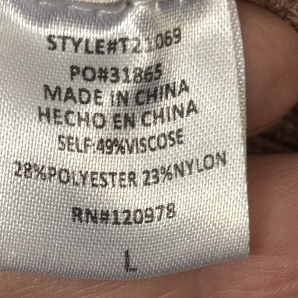 Entro Mauve Ribbed knit  Mock Neck Short Sleeve Crop Fall Sweater L - Picture 8 of 9